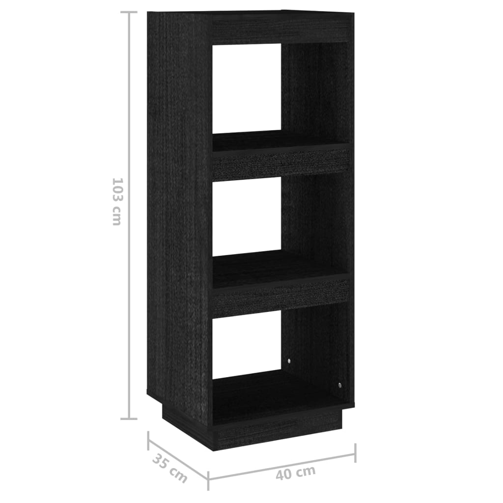 vidaXL Book Cabinet/Room Divider Black 40x35x103 cm Solid Pinewood