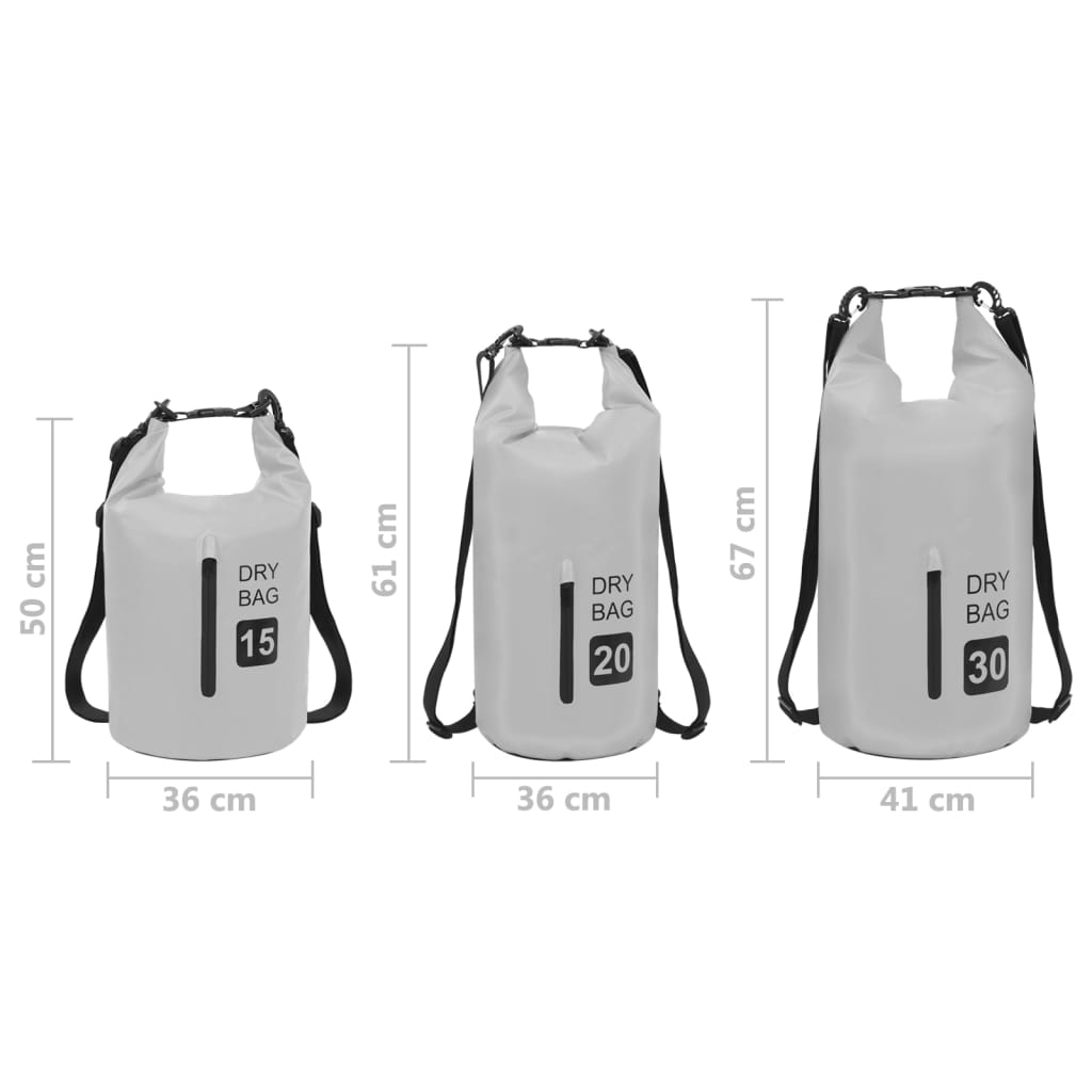 vidaXL Dry Bag with Zipper Grey 20 L PVC