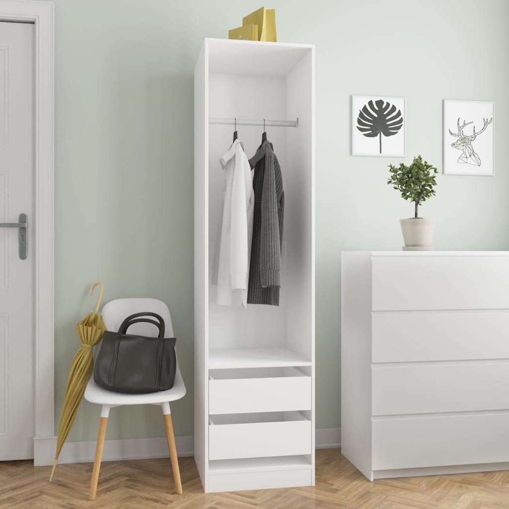 vidaXL Wardrobe with Drawers White 50x50x200 cm Engineered Wood