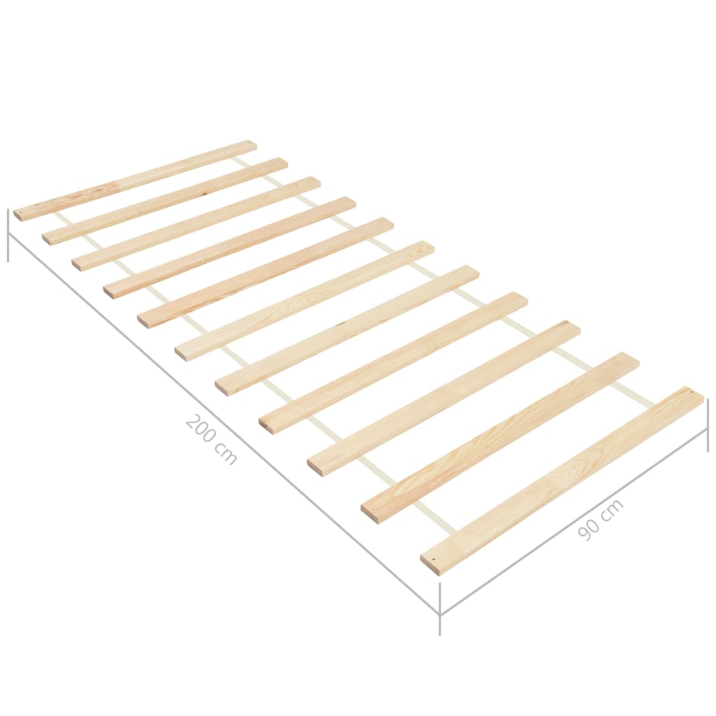 vidaXL Roll up Bed Bases 2 pcs with 11 Slats 90x200 cm Solid Pinewood