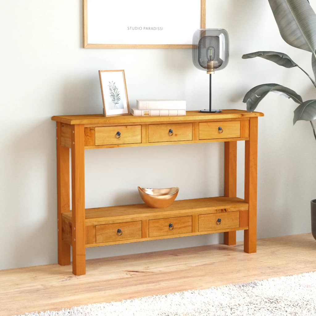 vidaXL Console Table with Drawers 110x30x75 cm Solid Wood Mahogany