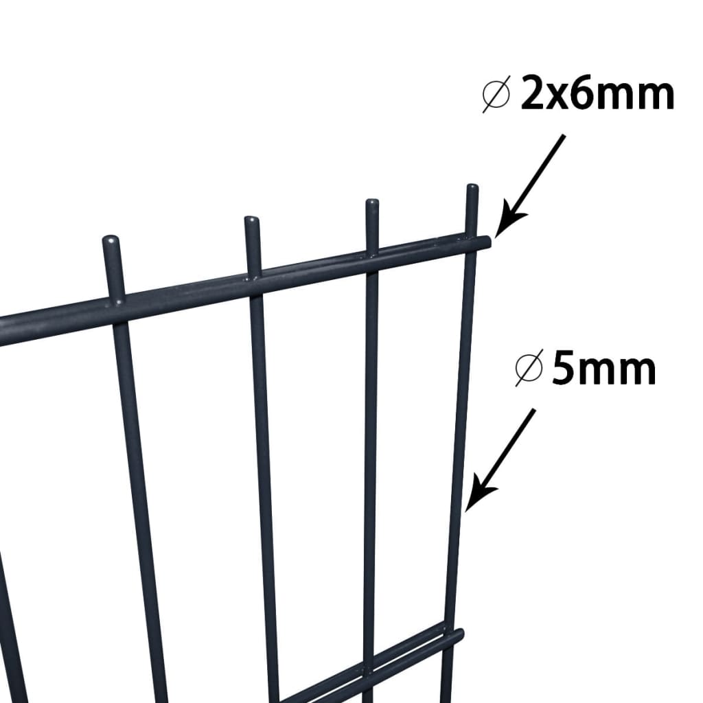 vidaXL 2D Gabion Fence Galvanised Steel 2.008x0.83 m 10 m (Total Length) Grey