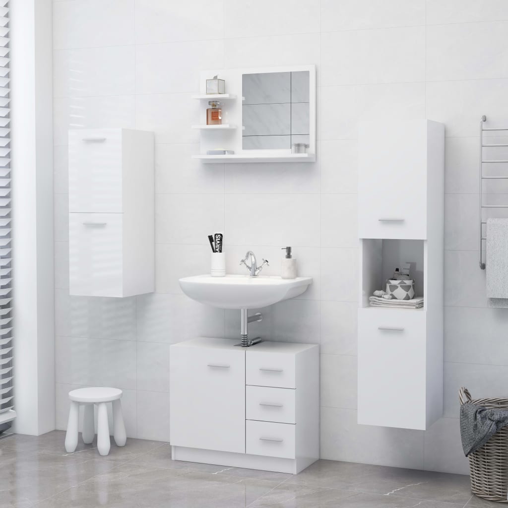 vidaXL Bathroom Mirror High Gloss White 60x10.5x45 cm Engineered Wood