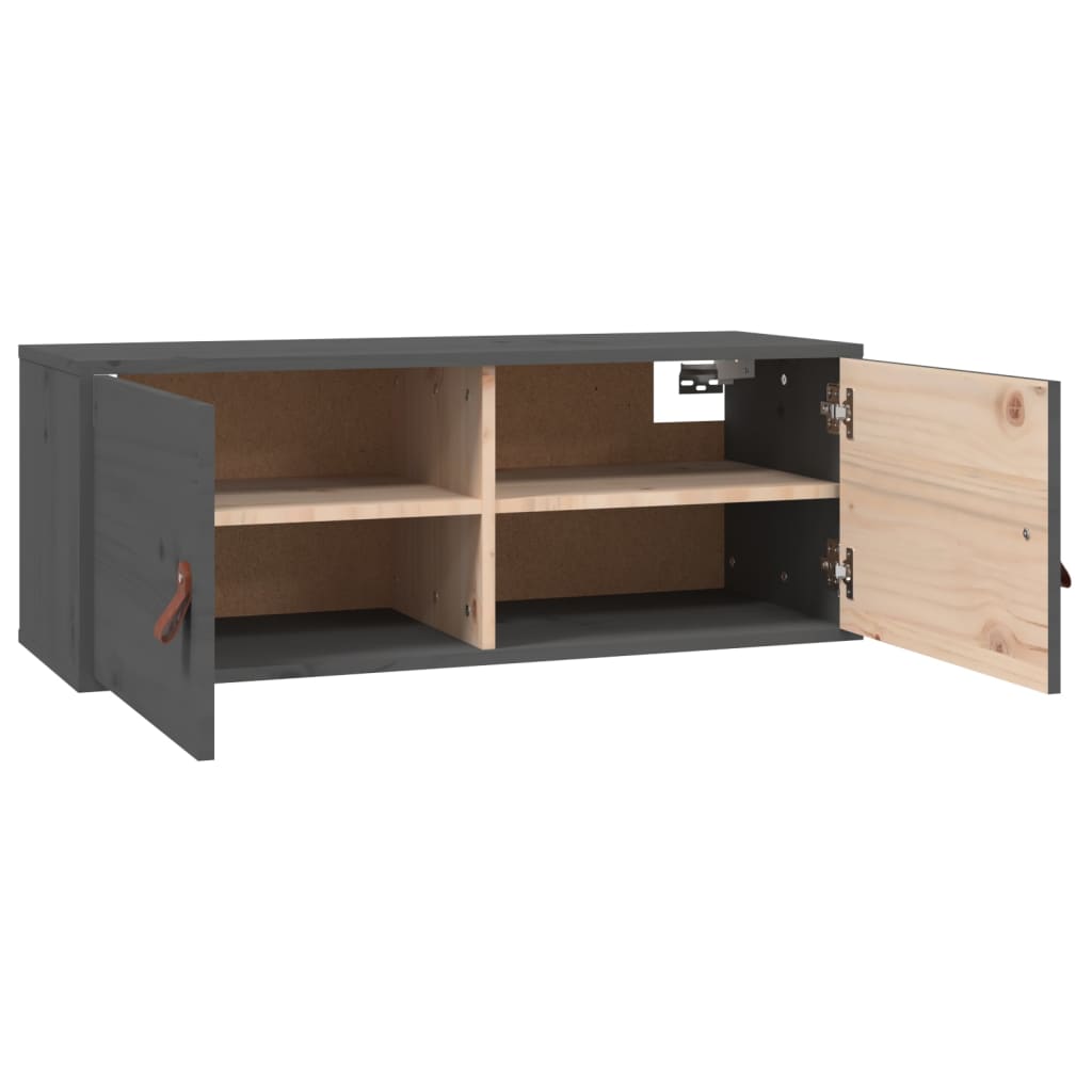 vidaXL Wall Cabinet Grey 80x30x30 cm Solid Wood Pine
