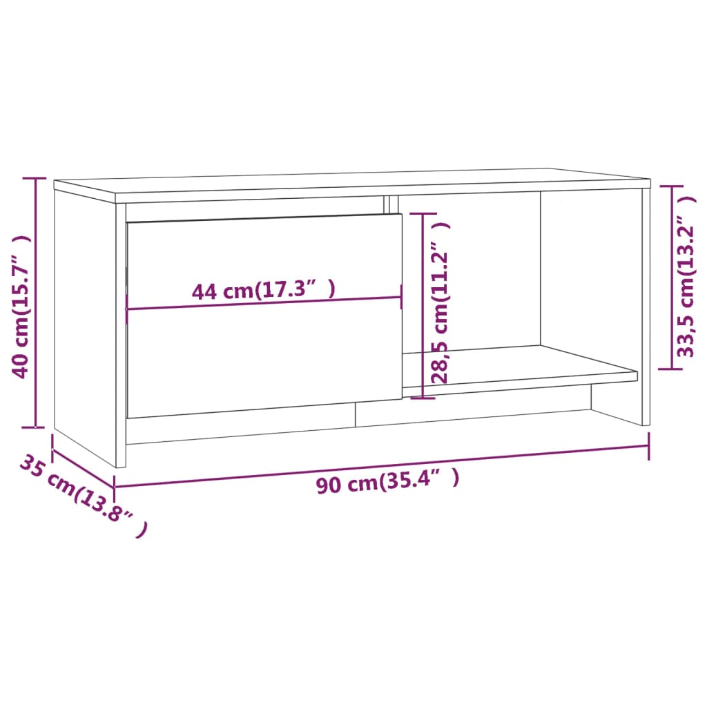 vidaXL TV Cabinet Grey Sonoma 90x35x40 cm Engineered Wood
