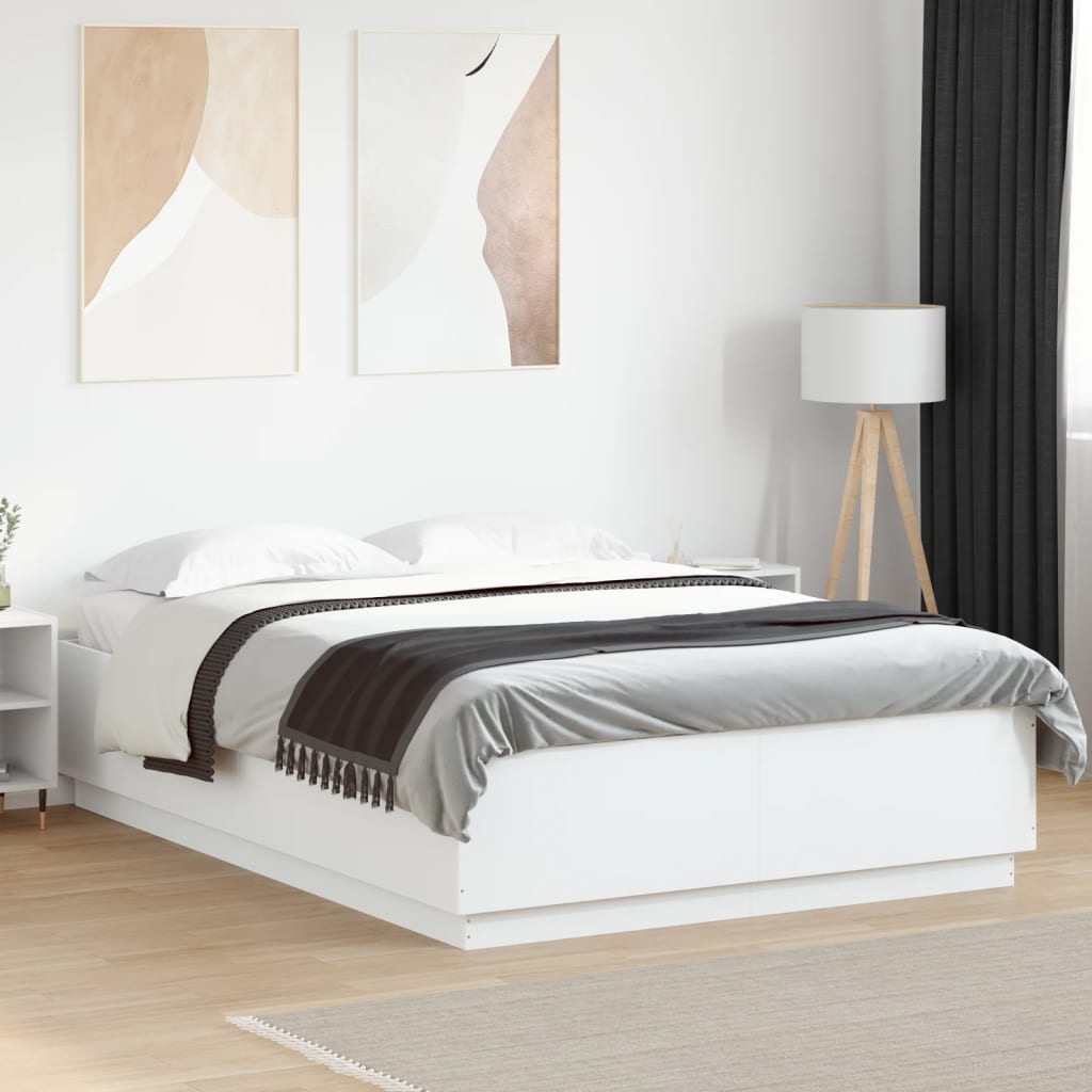 vidaXL Bed Frame White 140x200 cm Engineered Wood