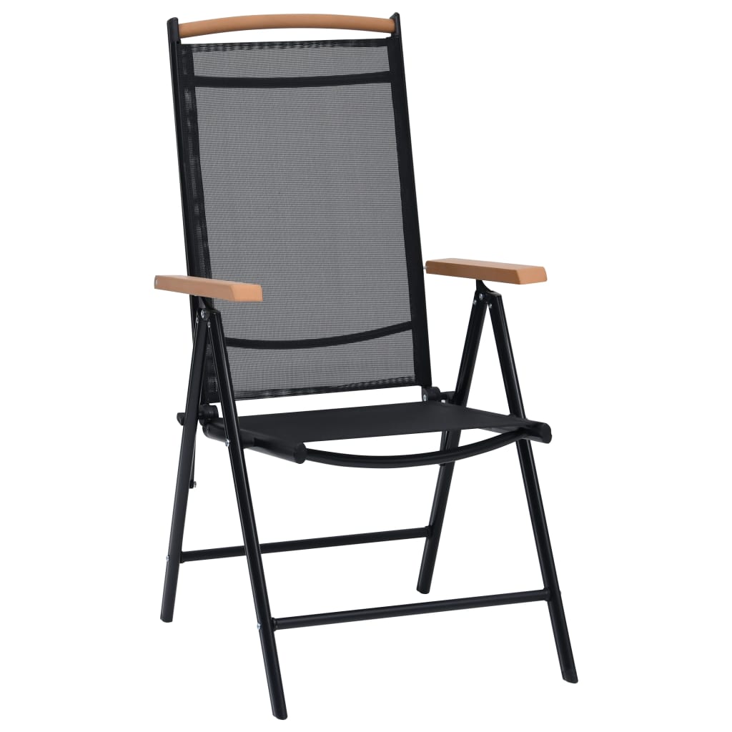 vidaXL Folding Garden Chairs 2 pcs Aluminium and Textilene Black