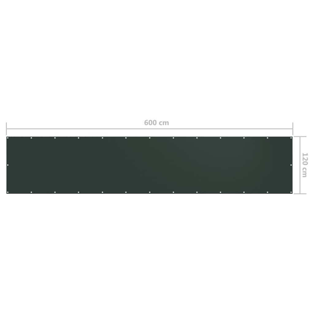 vidaXL Balcony Screen Dark Green 120x600 cm Oxford Fabric