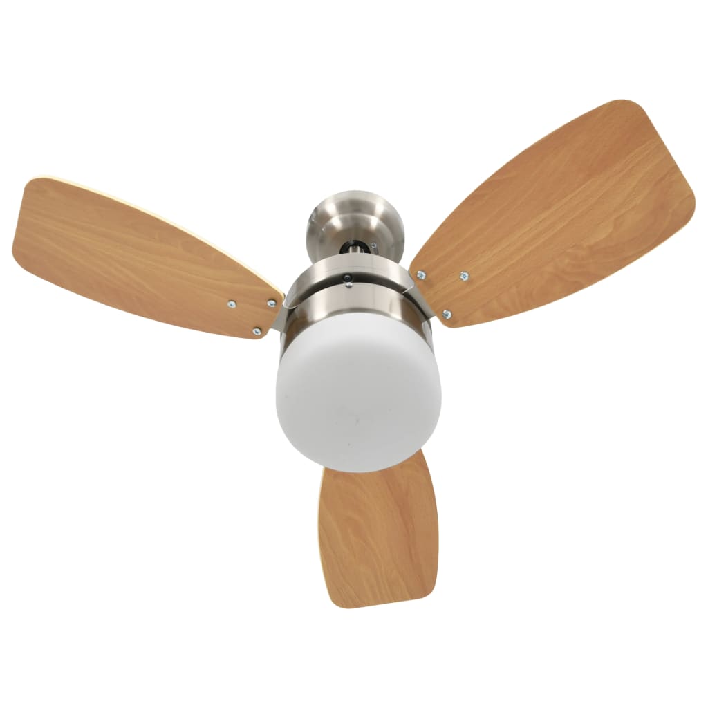 vidaXL Ceiling Fan with Light and Remote Control 76 cm Light Brown
