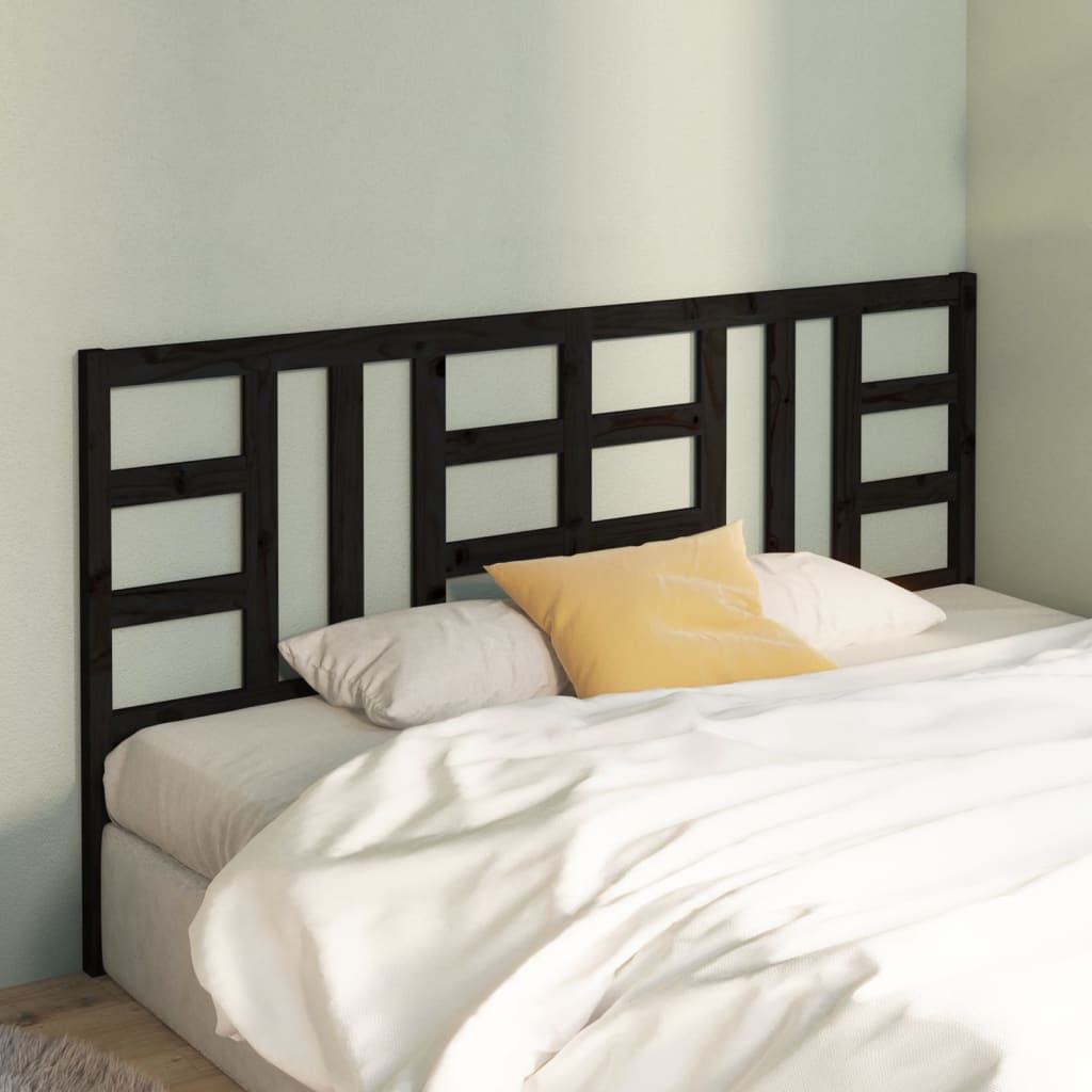 vidaXL Bed Headboard Black 186x4x100 cm Solid Wood Pine