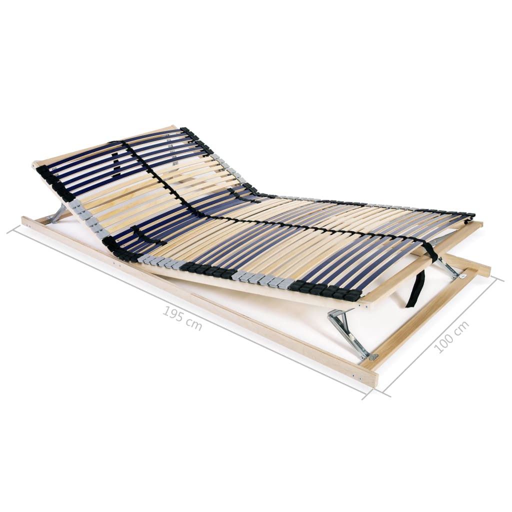 vidaXL Slatted Bed Base with 42 Slats 7 Zones 100x200 cm