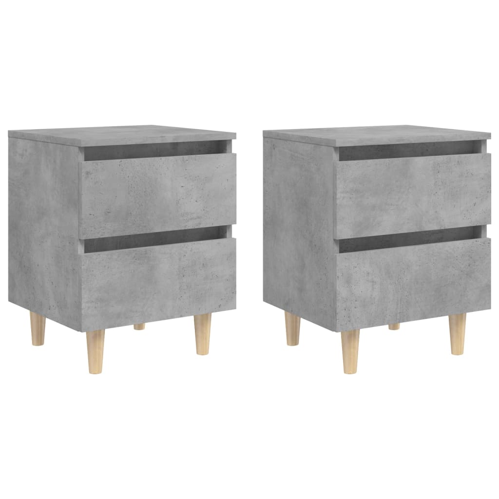 vidaXL Bed Cabinets & Solid Pinewood Legs 2 pcs Concrete Grey 40x35x50 cm