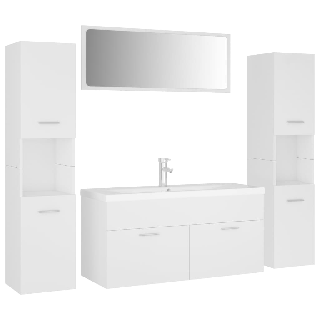 vidaXL Bathroom Furniture Set White Engineered Wood