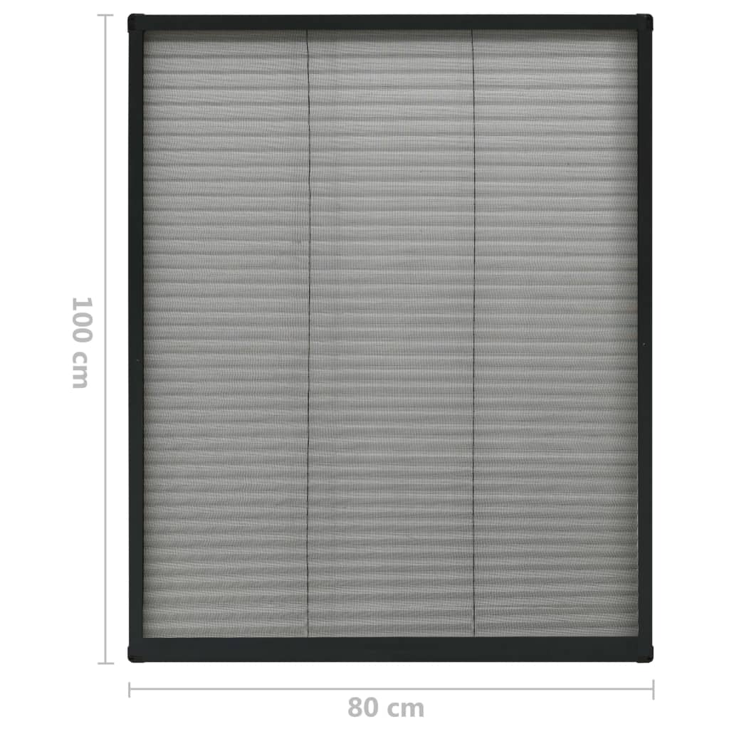 vidaXL Plisse Insect Screen for Windows Aluminium Anthracite 80x100 cm