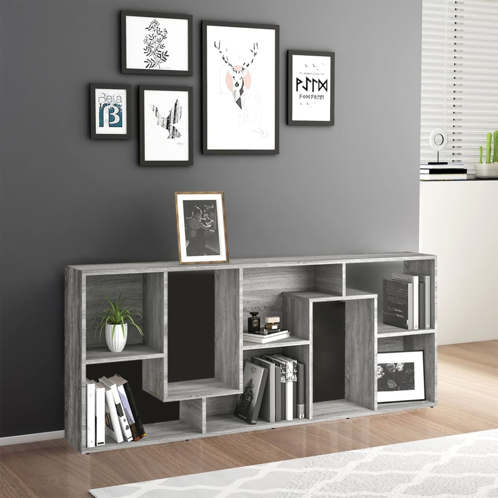 vidaXL Book Cabinet Grey Sonoma 67x24x161 cm Engineered Wood