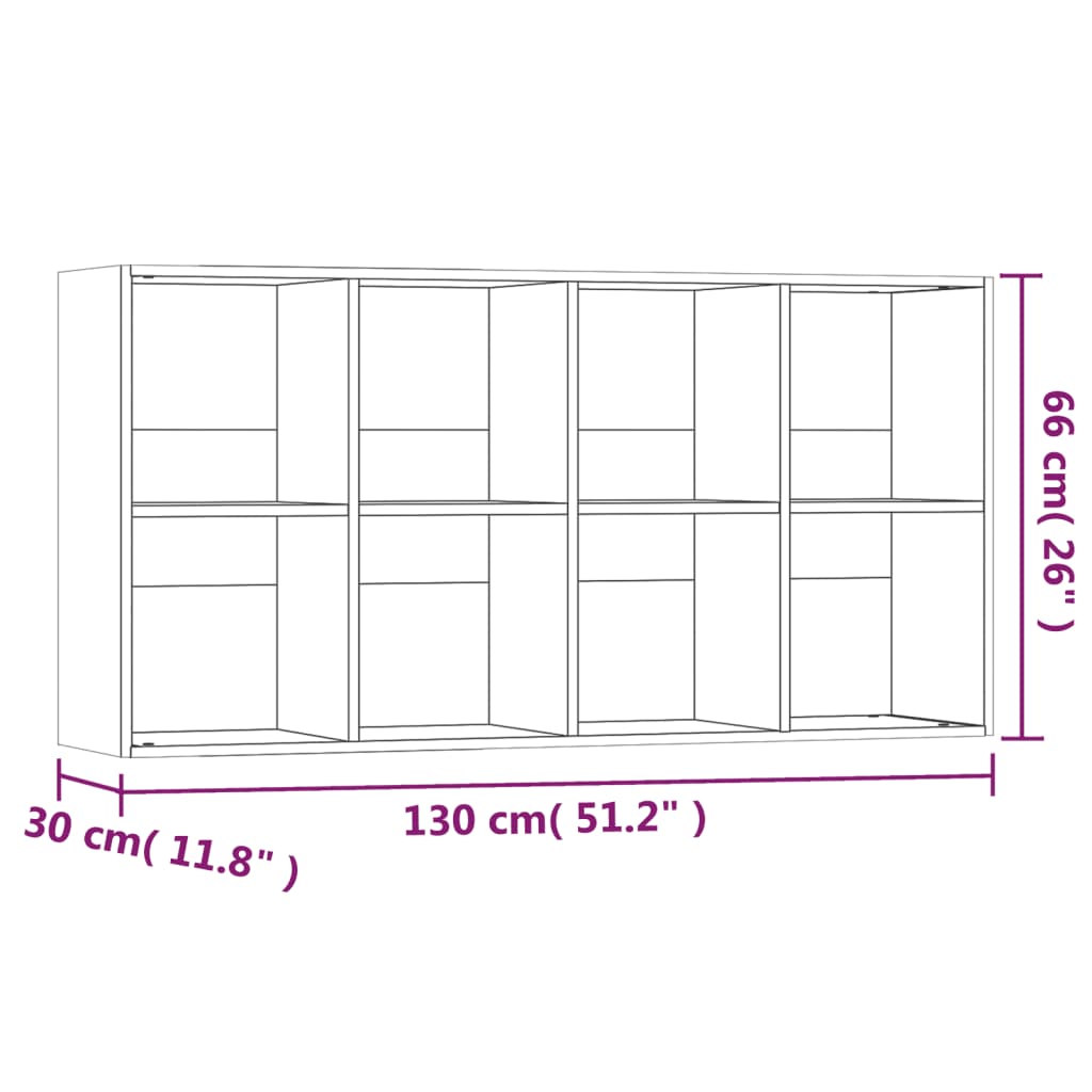 vidaXL Book Cabinet/Sideboard Grey Sonoma 66x30x130 cm Engineered Wood