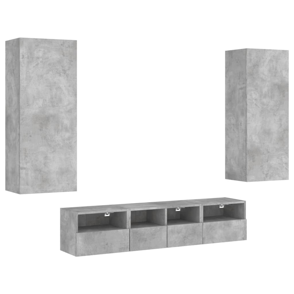 vidaXL 5 Piece TV Wall Units Concrete Grey Engineered Wood