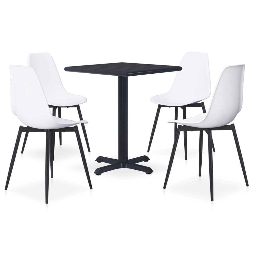 vidaXL 5 Piece Outdoor Dining Set Metal and PP White