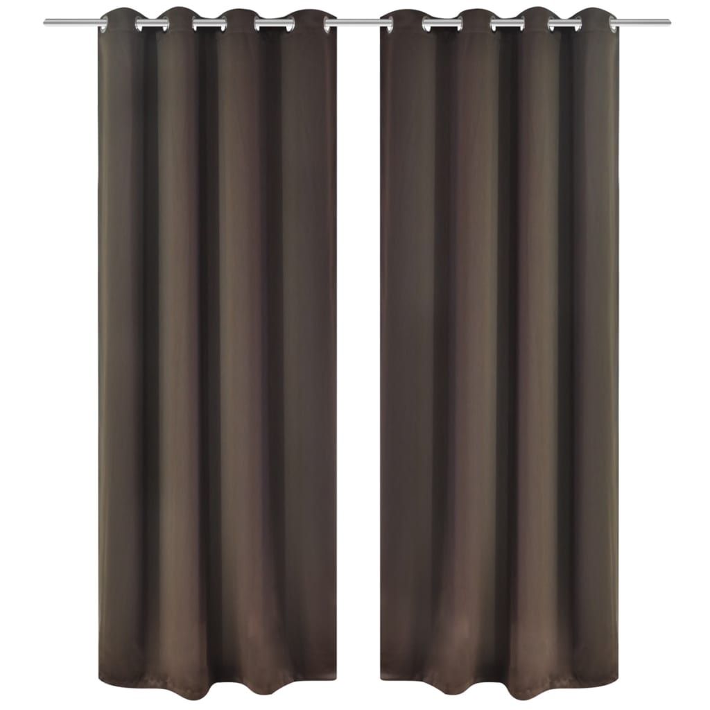 vidaXL Blackout Curtains 2 pcs with Metal Eyelets 135x175 cm Brown