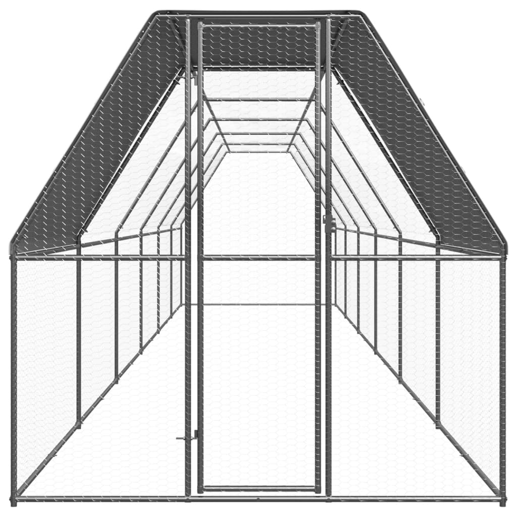 vidaXL Outdoor Chicken Cage 2x12x2 m Galvanised Steel