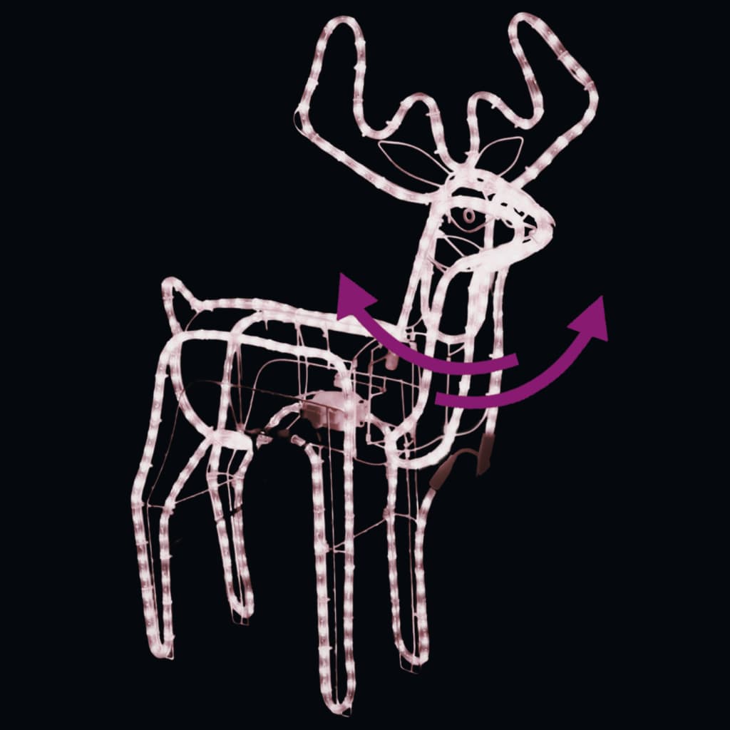 vidaXL Folding Christmas Reindeer Figure with 192 LEDs Warm White 76x42x87cm