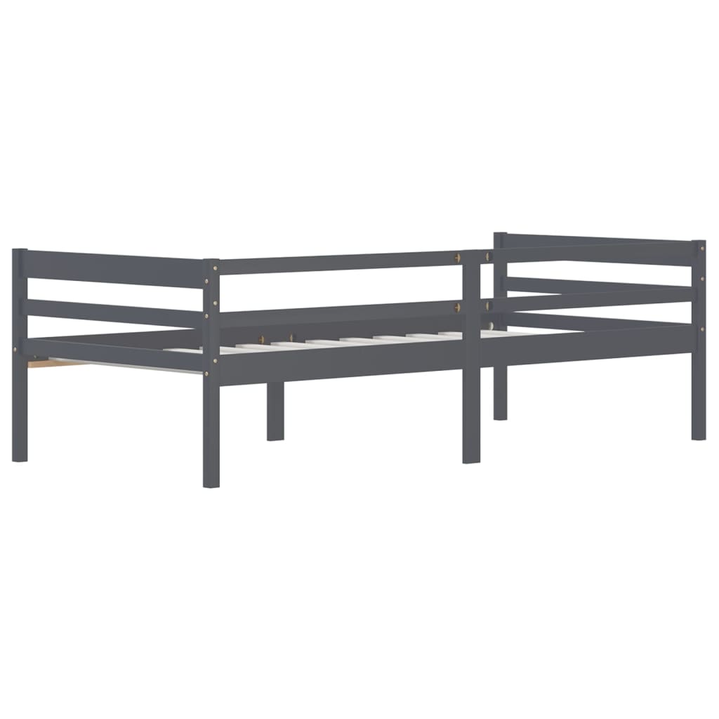 vidaXL Bed Frame Dark Grey Solid Pinewood 90x200 cm