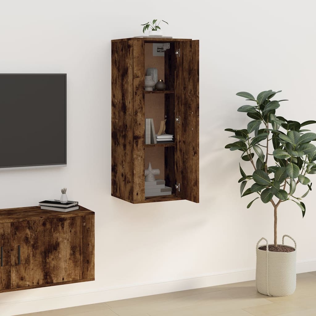 vidaXL Wall Mounted TV Cabinet Smoked Oak 40x34,5x100 cm