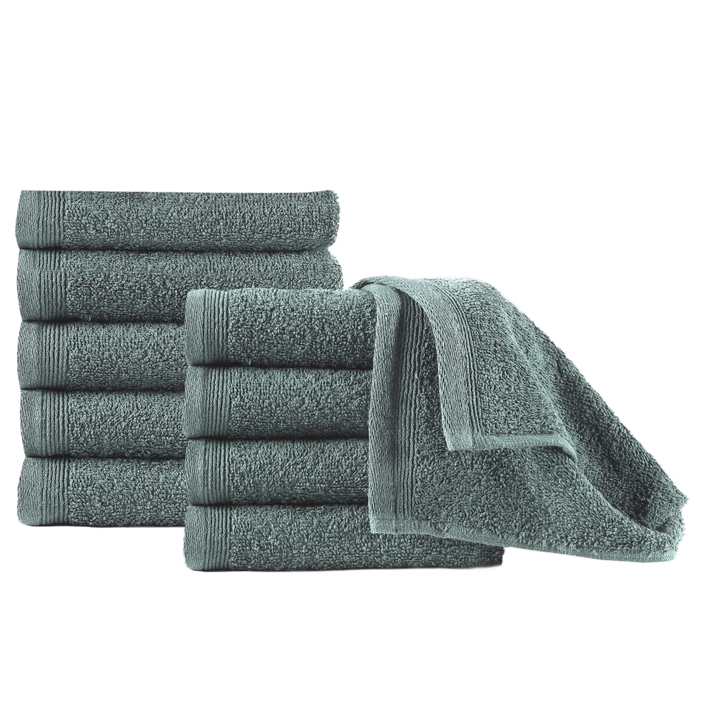 vidaXL Guest Towels 10 pcs Cotton 450 gsm 30x50 cm Green