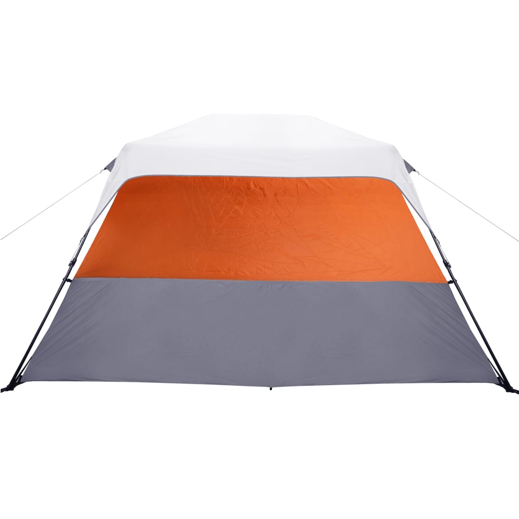 vidaXL Family Tent with LED 6-Person Light Grey and Orange Quick Release