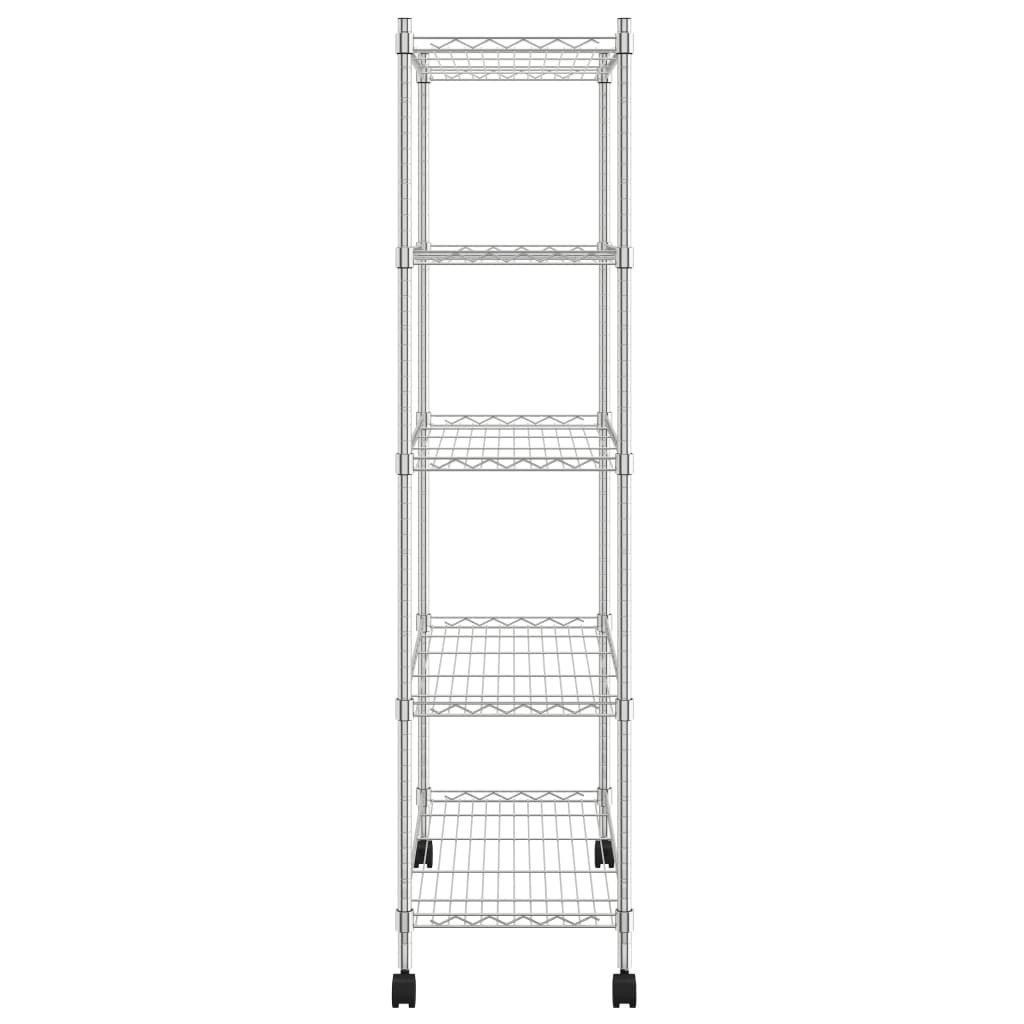 vidaXL 5-Tier Storage Shelf with Wheels 75x35x155 cm Chrome 250 kg