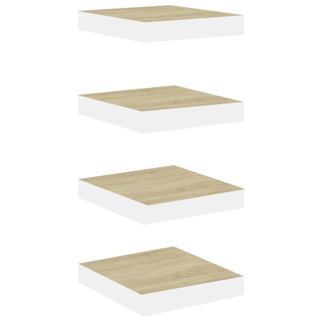 vidaXL Floating Wall Shelves 4 pcs Oak and White 23x23.5x3.8 cm MDF