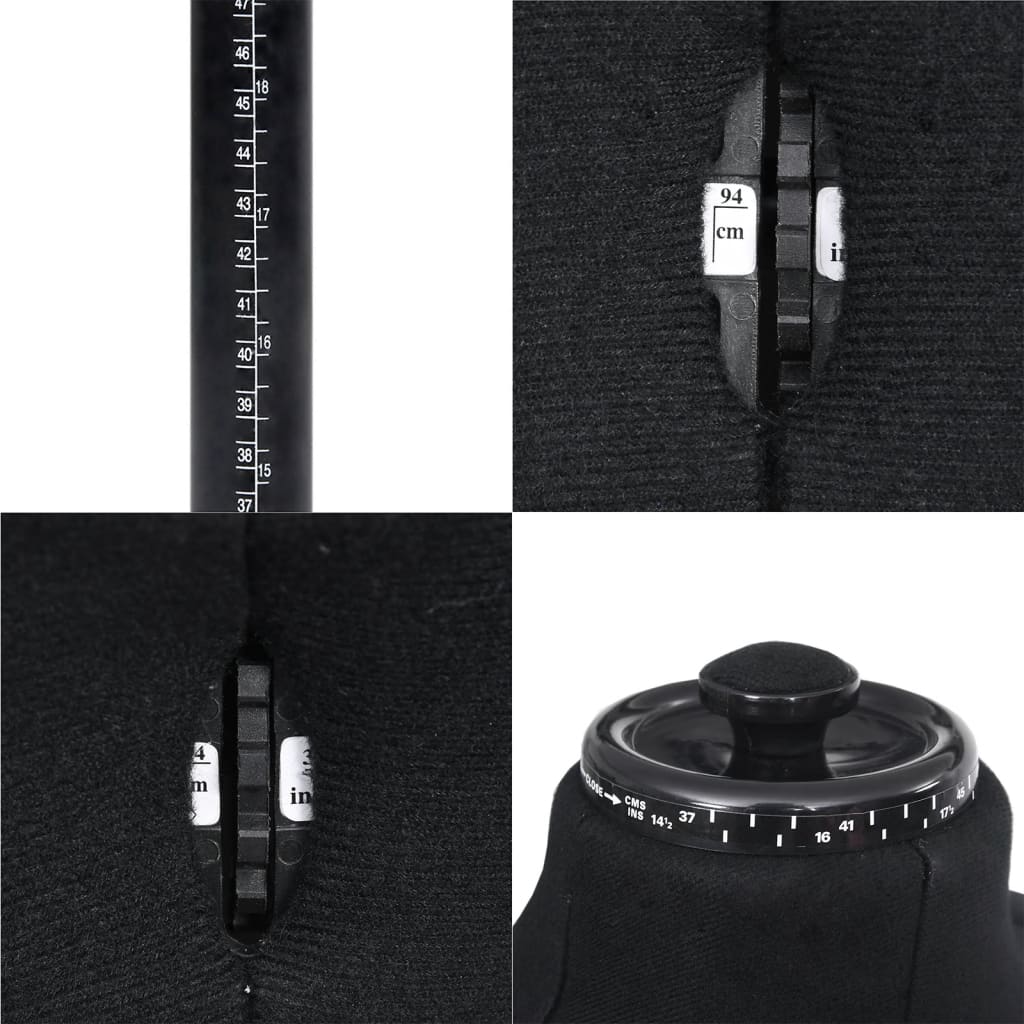 vidaXL Adjustable Dress Form Male Black Size 37-45