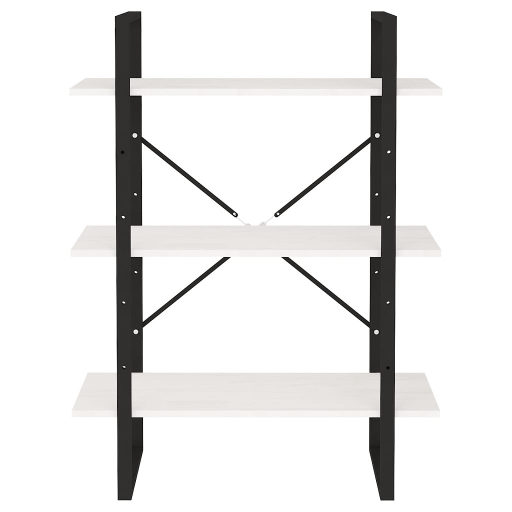 vidaXL 3-Tier Book Cabinet White 80x30x105 cm Solid Pine Wood