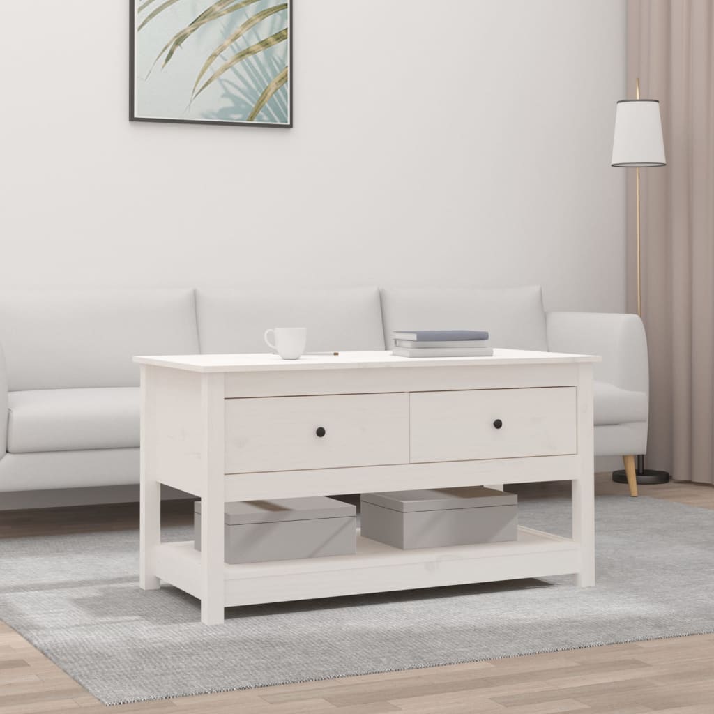 vidaXL Coffee Table White 102x49x55 cm Solid Wood Pine