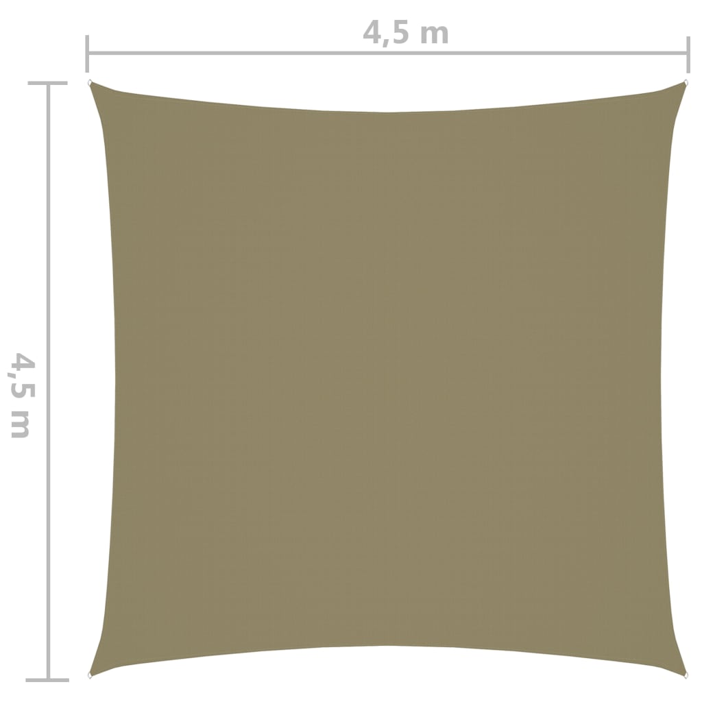 vidaXL Sunshade Sail Oxford Fabric Square 4.5x4.5 m Beige