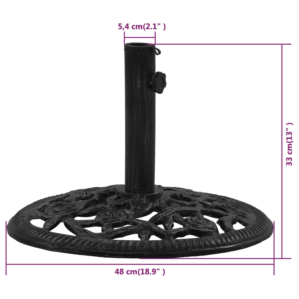 vidaXL Umbrella Base Black 48x48x33 cm Cast Iron