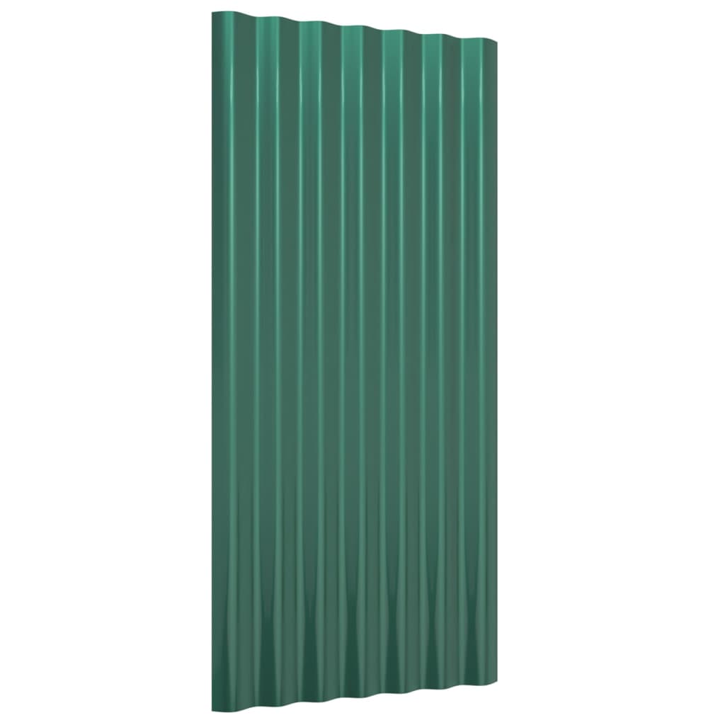 vidaXL Roof Panels 12 pcs Powder-coated Steel Green 80x36 cm