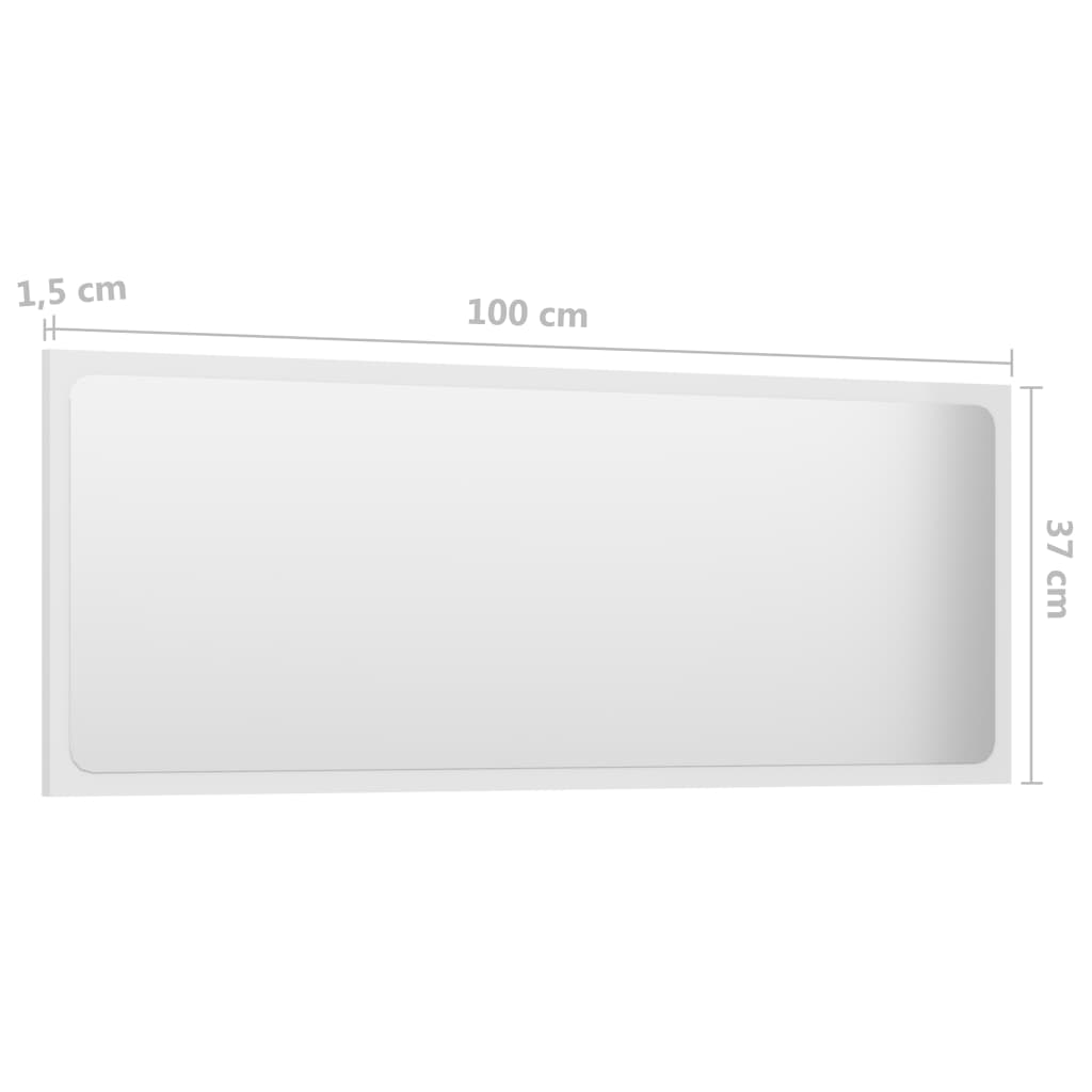 vidaXL Bathroom Mirror High Gloss White 100x1.5x37 cm Engineered Wood