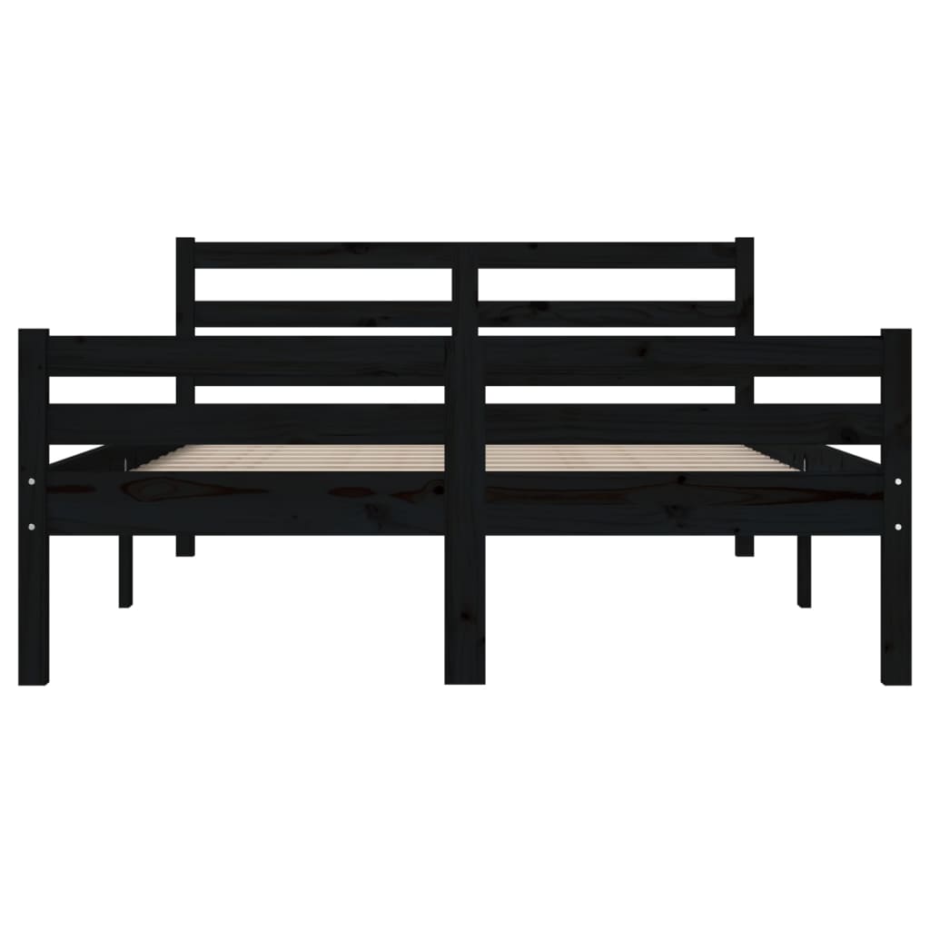 vidaXL Bed Frame Black Solid Wood 140x200 cm