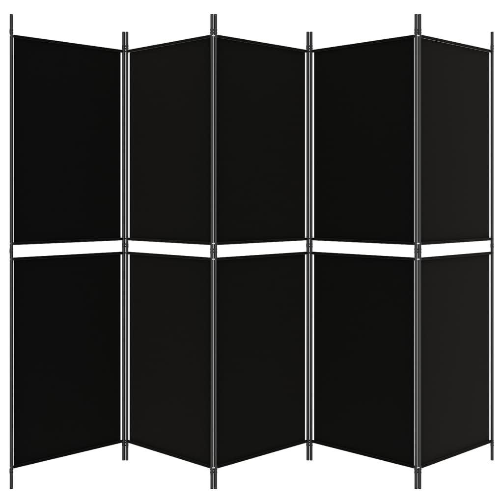 vidaXL 5-Panel Room Divider Black 250x180 cm Fabric