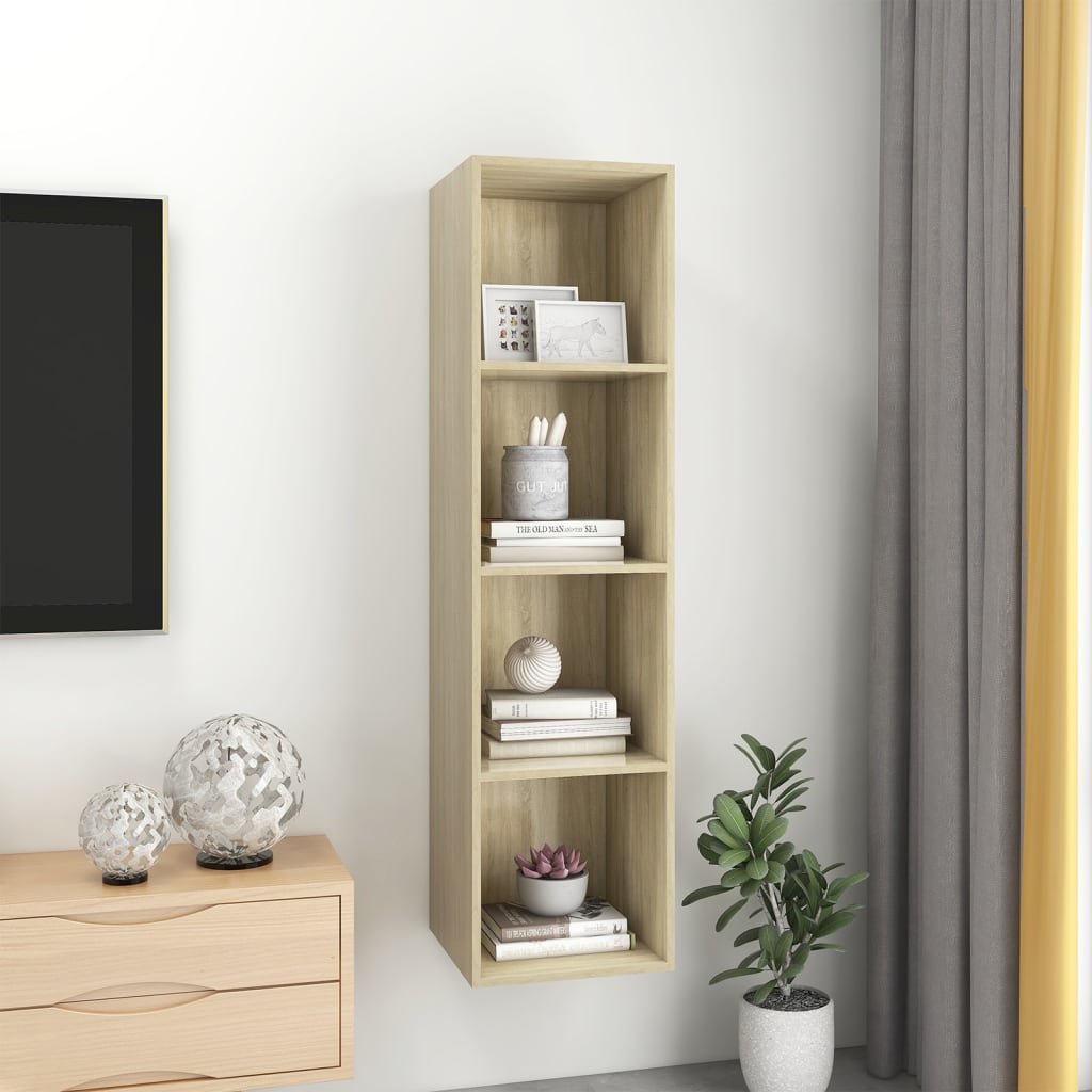 vidaXL Wall-mounted TV Cabinet Sonoma Oak 37x37x142.5 cm Engineered Wood