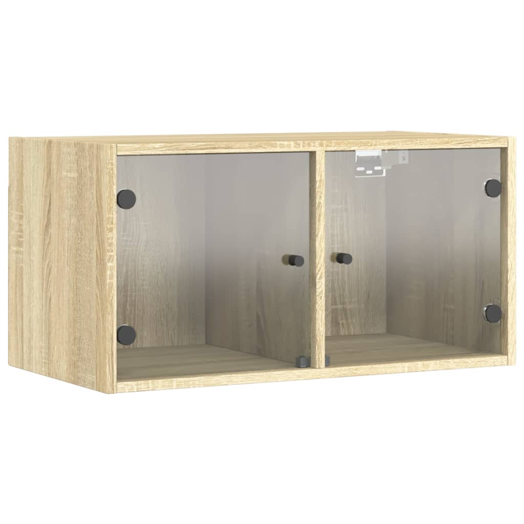 vidaXL Wall Cabinet with Glass Doors Sonoma Oak 68.5x37x35 cm