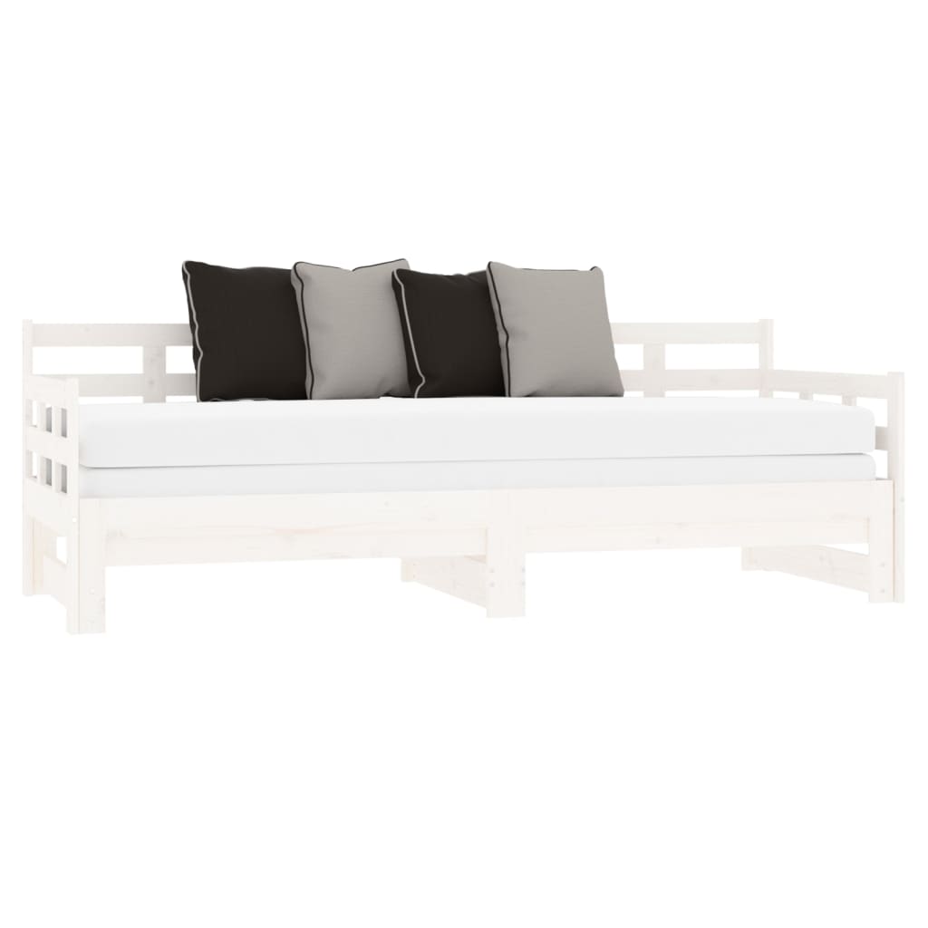 vidaXL Pull-out Day Bed White Solid Wood Pine 2x(90x190) cm
