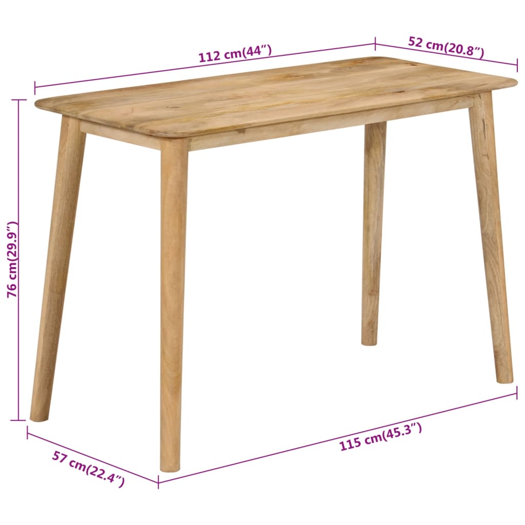 vidaXL Dining Table 112x52x76 cm Solid Wood Mango