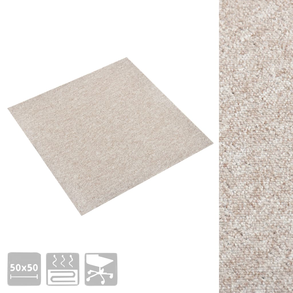 vidaXL Carpet Floor Tiles 20 pcs 5 m² 50x50 cm Light Beige