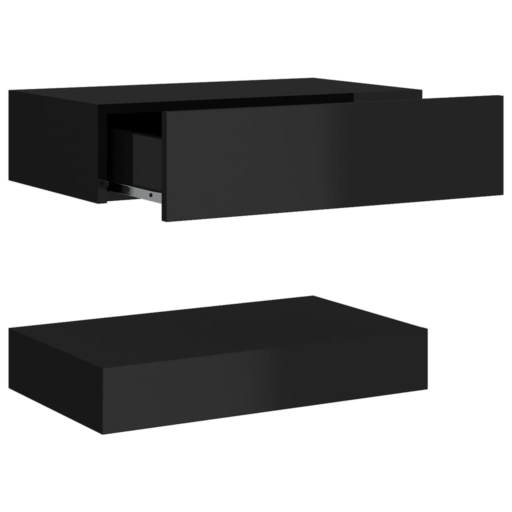vidaXL Bedside Cabinet High Gloss Black 60x35 cm Engineered Wood