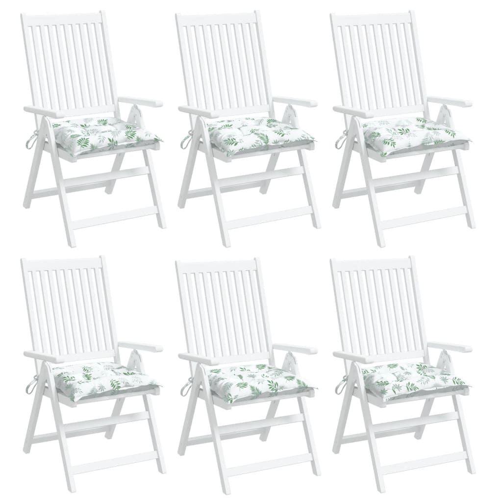 vidaXL Chair Cushions 6 pcs Leaf Pattern 40x40x7 cm Fabric