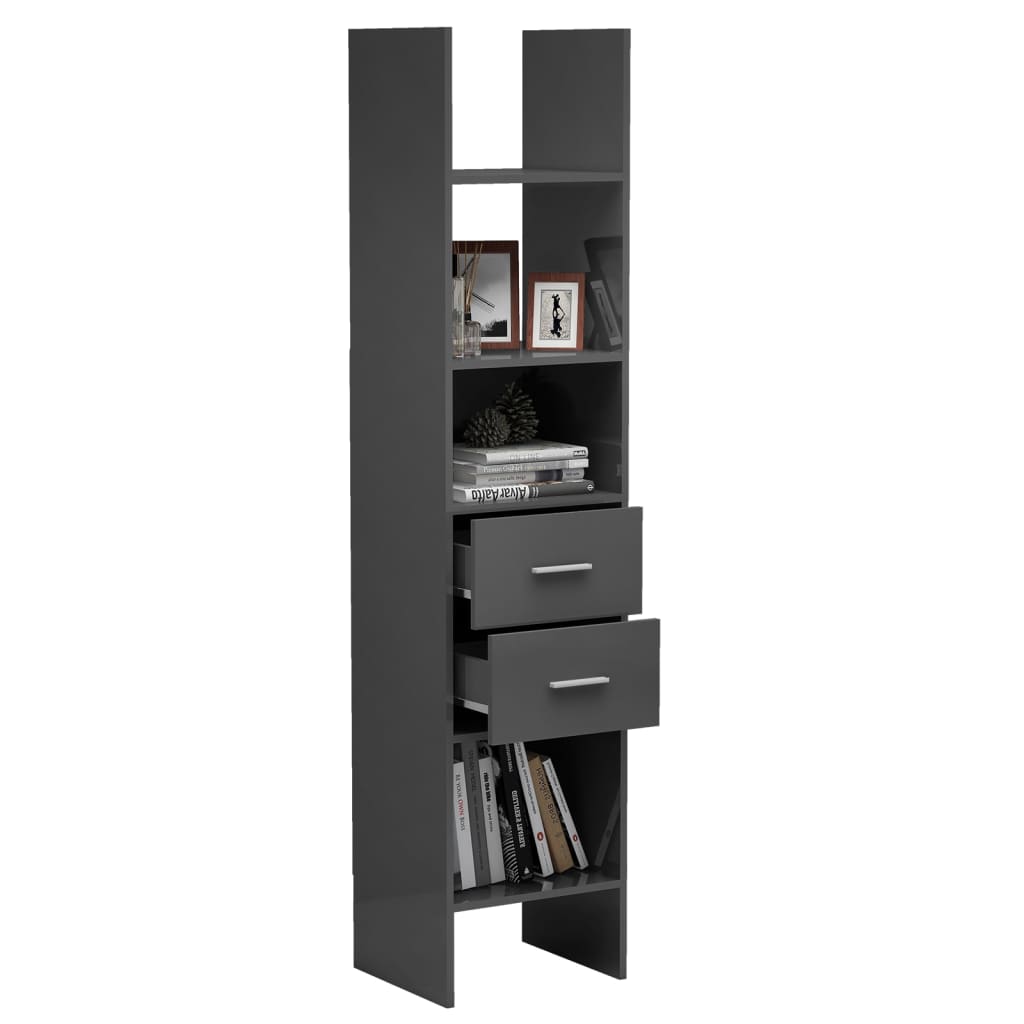 vidaXL Book Cabinet High Gloss Grey 40x35x180 cm Chipboard
