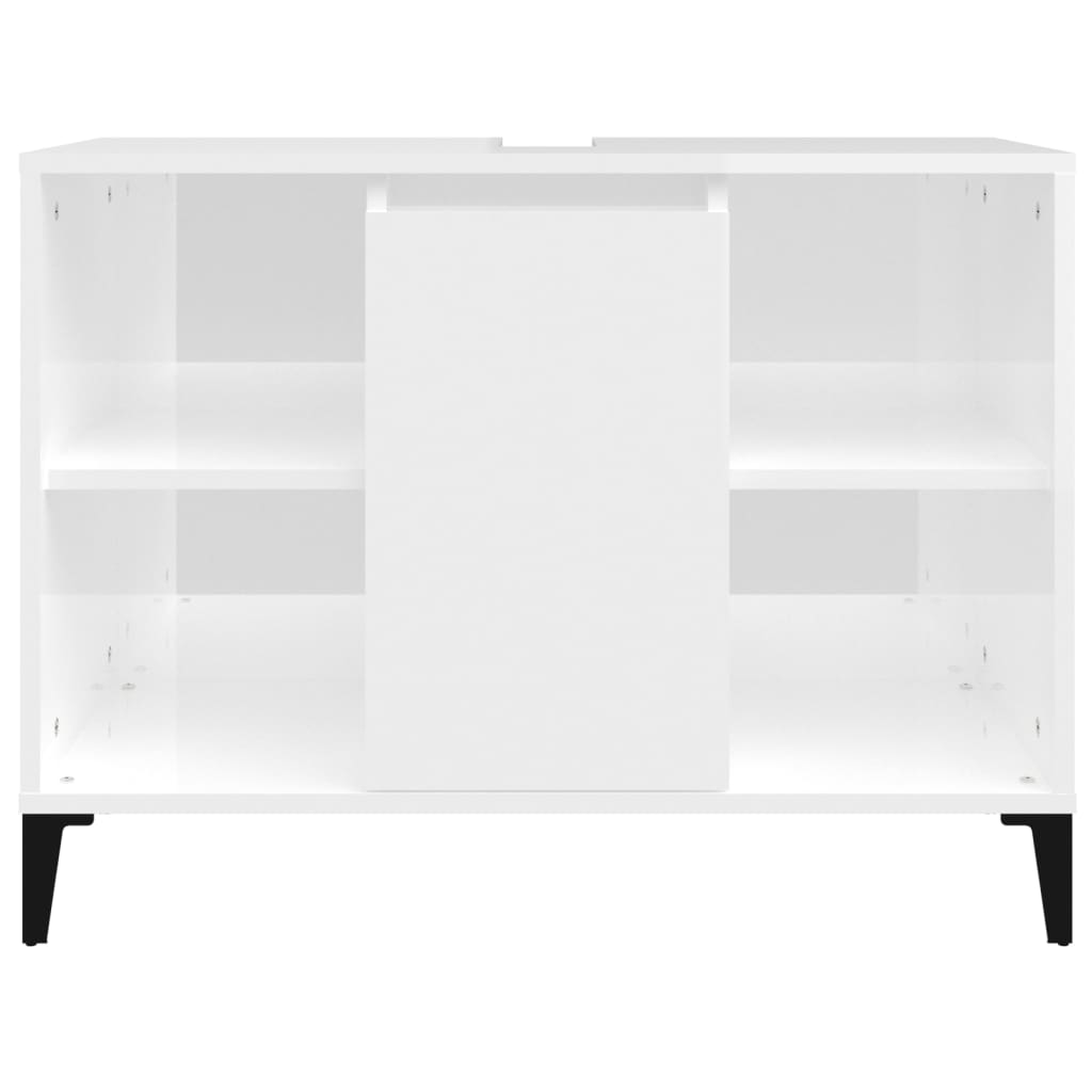 vidaXL Sink Cabinet High Gloss White 80x33x60 cm Engineered Wood