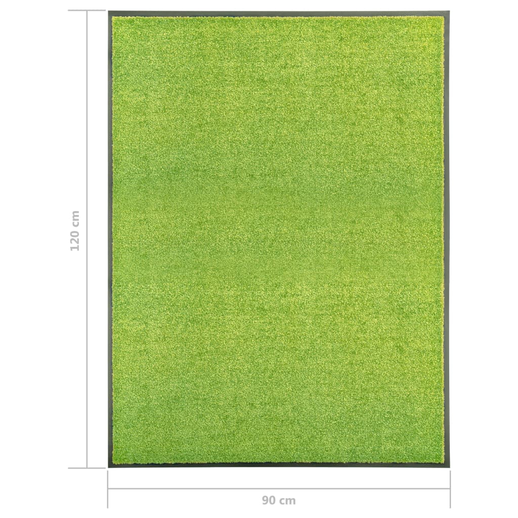 vidaXL Doormat Washable Green 90x120 cm